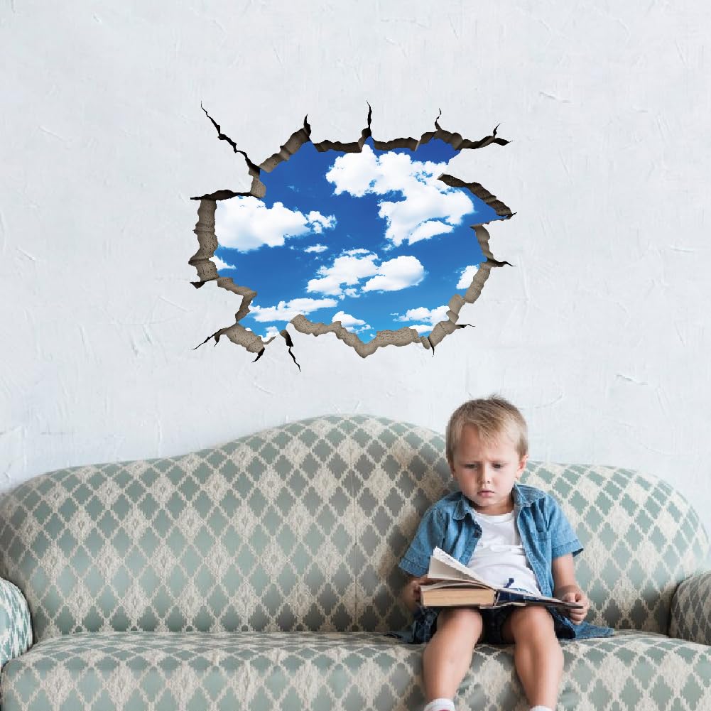 SUPERDANT Nubes 3D Adhesivo de Pared Divertido Cielo Pegatinas de Pared 3D Pegatinas de Pared Techo Acuarela Arte Decoración Vinilo Adhesivo de Pared para Habitación