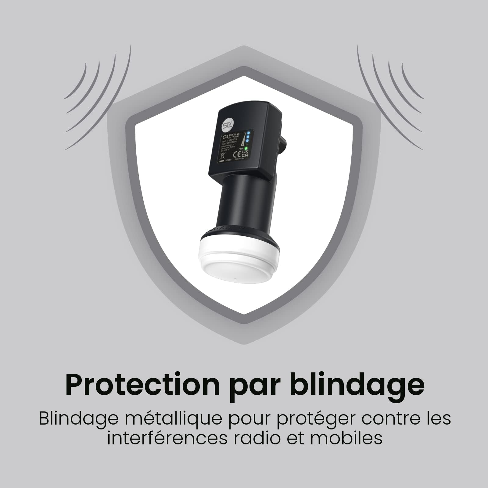 Tête de Parabole LNB Universelle à Sortie Unique avec Détecteur de Force du Signal, Tete Universelle pour Parabole, Réception HD, 4K, UHD, Full HD