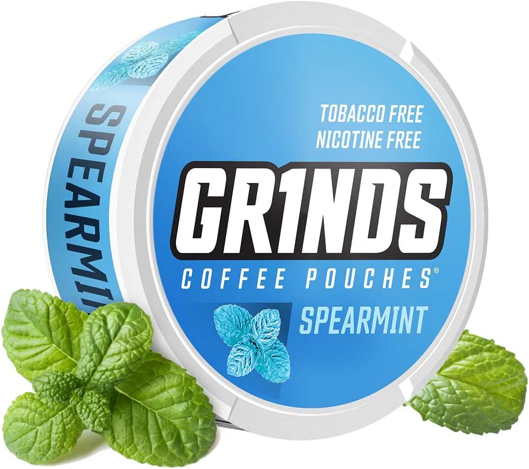 Grinds Coffee Pouches 3 Cans of Spearmint Tobacco Free, Nicotine
