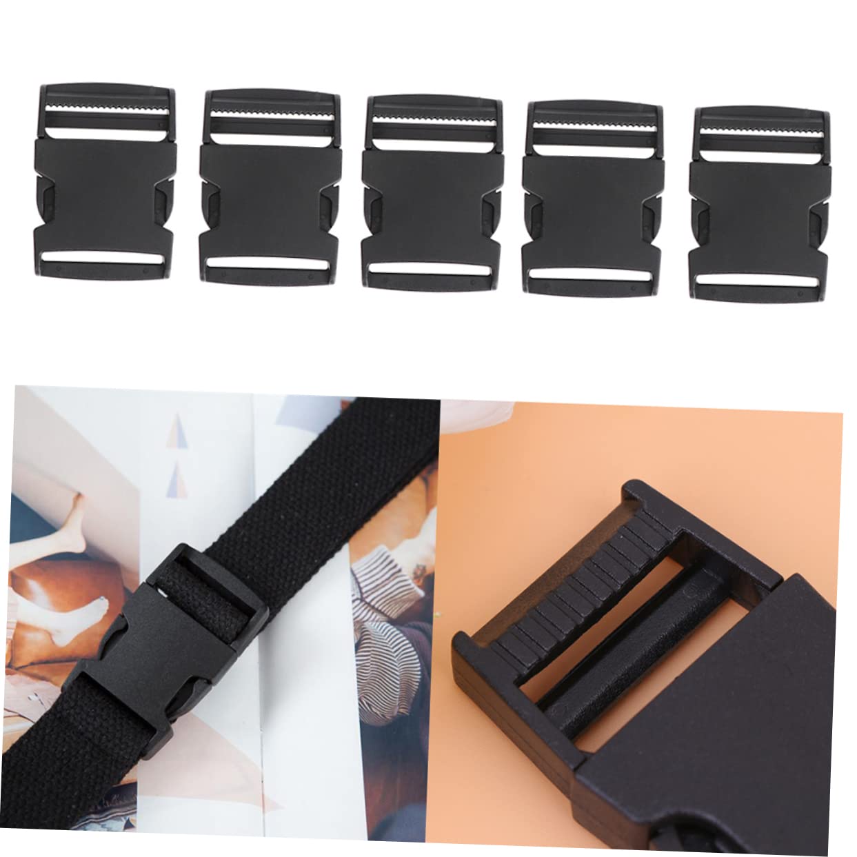 VILLCASE Fibbie Della Cinghia Dello Zaino Fibbia Della Cinghia Fibbie Regolabili Accessori Per Bagagli Per Valigie Fibbie a Sgancio Laterale Per Impieghi Gravosi Petgentle Black
