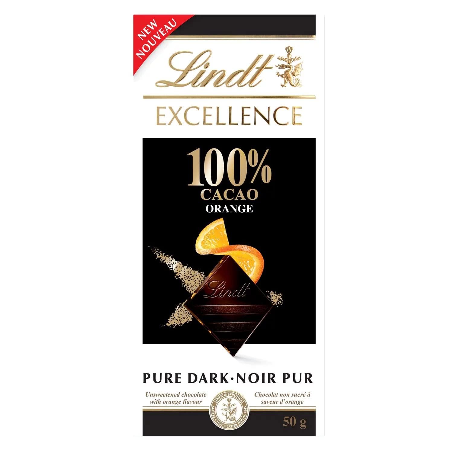 Lindts Excellence 100% Cacao Orange Dark Chocolate Bar, 50g (B0DDVK2XY8) Amazon Price History, Amazon Price Tracker
