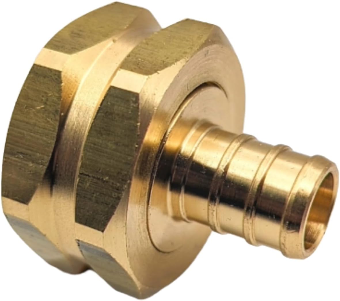 Brass Garden Hose Adapter Swivel Fitting, 3/8” PEX Barb and 3/4” GHT Female Connector, Heavy-Duty High-Pressure Support, Rust and Corrosion Resistant, Patent Pending
