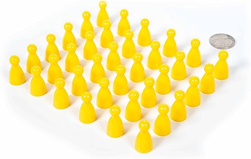 Miniatura 2 de Peones de plástico: juego de 36 piezas de juego de mesa de color amarillo (Chess & Sorry Replacement Halma Pawn Markers, suministros escolares de