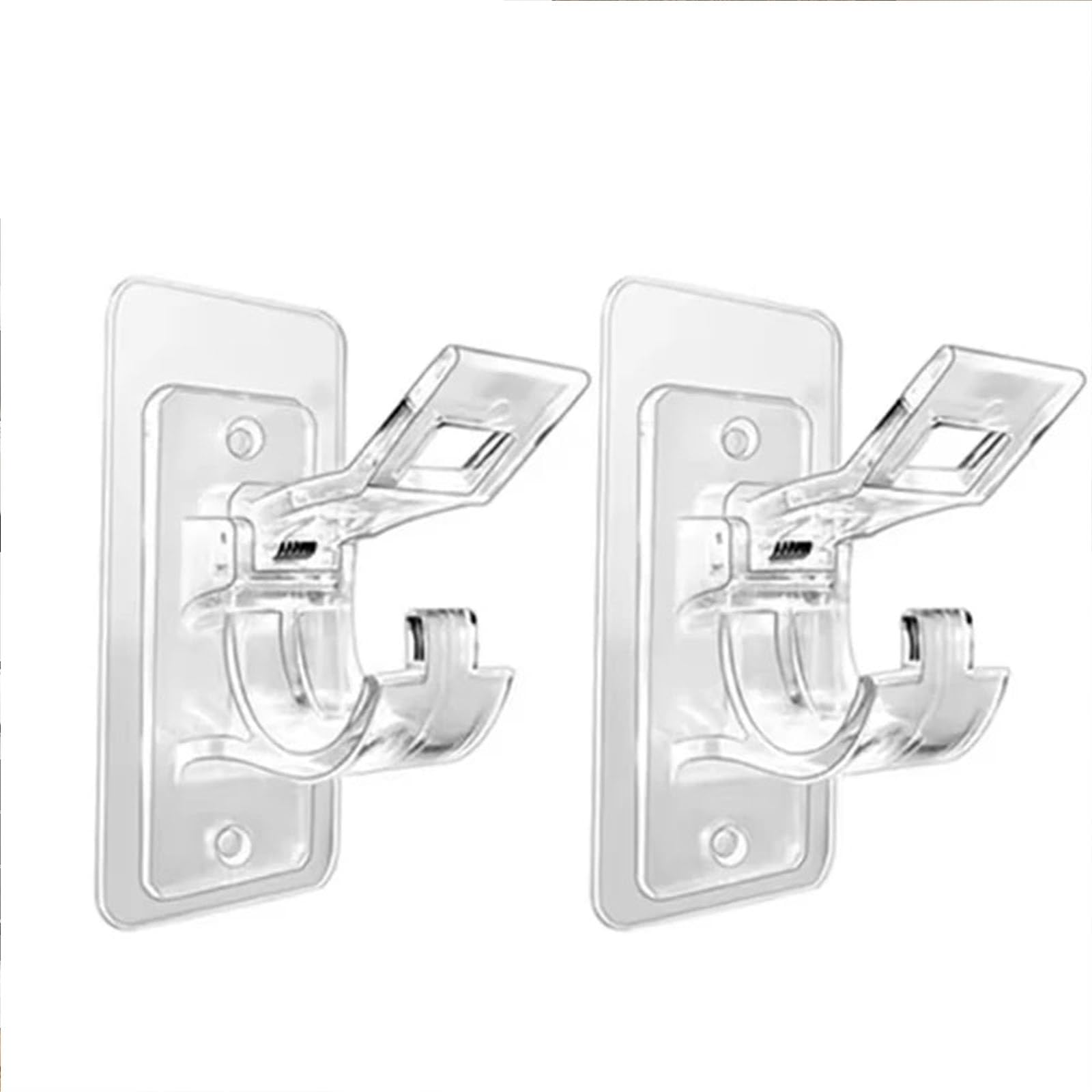 Tasber Transparent Curtain Rod Brackets Without Drilling, Self-Adhesive Curtain Rod Brackets, Multipurpose Curtain Rod Hooks No Nails For Living Room Bedroom Bathroom (Transparent)