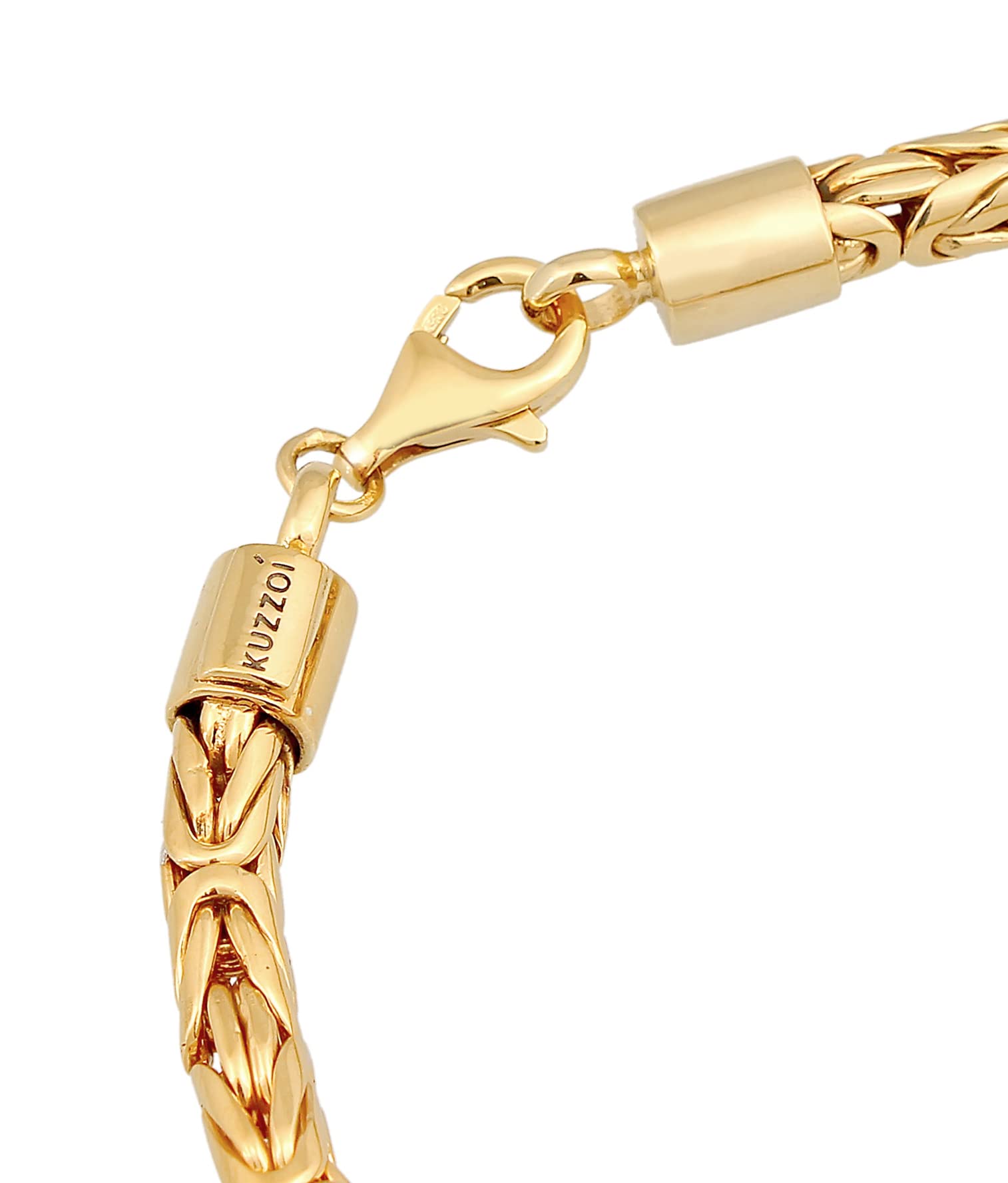 Kuzzoi Buddha Silber-Armband Herren 925 Silber Königsketten Armband (5 mm) | aus 925 Silber vergoldet goldenes Königsarmband für Männer 26.3g