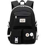 Makukke School Backpacks for Teen Girls - Laptop Backpacks 15.6 Inch College Cute Bookbag Anti Theft Women Casual Daypack,Black