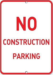 Aluminum Vertical Metal Sign Multiple Sizes No Construction Parking A with Border Weatherproof Street 9x12Inches