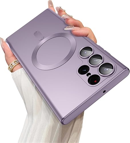 Vista 119 de Magnetic for Samsung Galaxy S24 Ultra Case [Compatible with MagSafe][Built-in Camera Lens Protector] Slim Soft Bumper TPU Shockproof Phone Shell