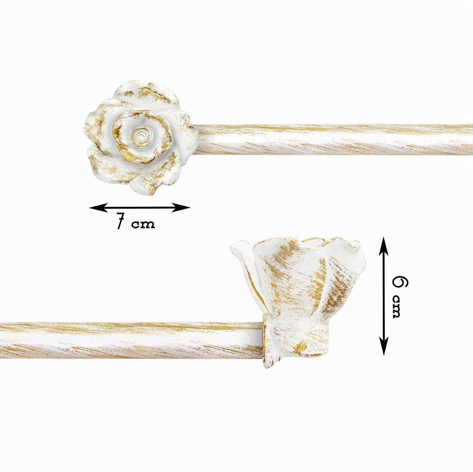 Bastone per Tende Estensibile Shabby Chic White & Gold Bouquet Collection 160-300 cm
