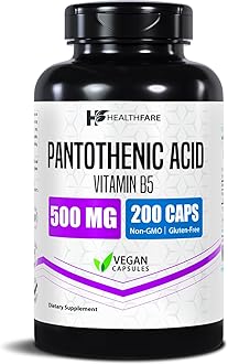 Pantothenic Acid 500mg Vitamin B5 Supplement | 200 Vegan Capsules | Extra Strength Energy & Metabolism Support | Non-GMO, Gluten-Free | Made in USA