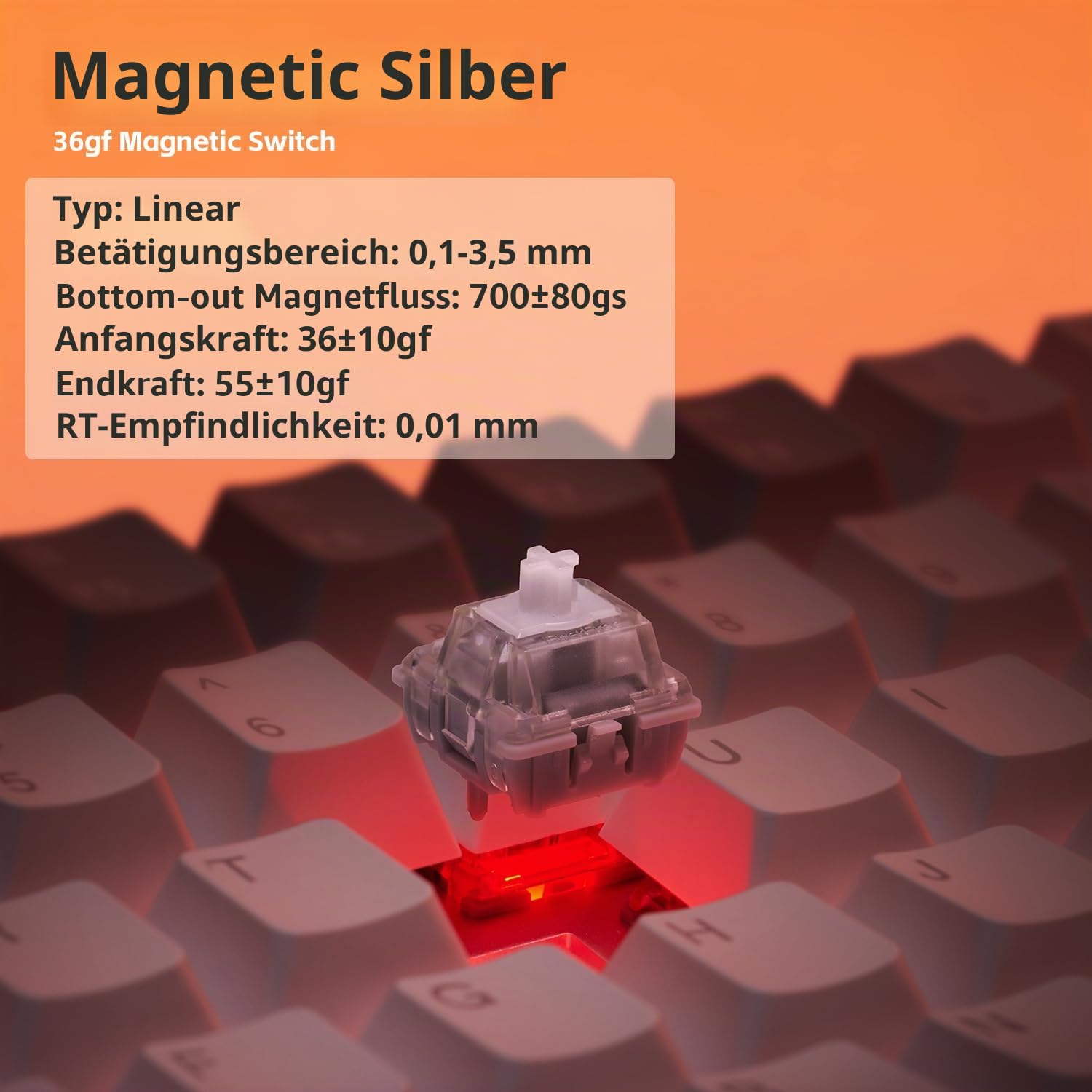 nuphy Field75 HE V2 Magnetische Tastatur,75% Layout,kabelgebundene Gaming-Tastatur,Drehregler für Lautstärke,Hall Effect Keyboard, Einstellbarer Auslösepunkt,8000Hz,Rapid Trigger,（Magnetic Silver）