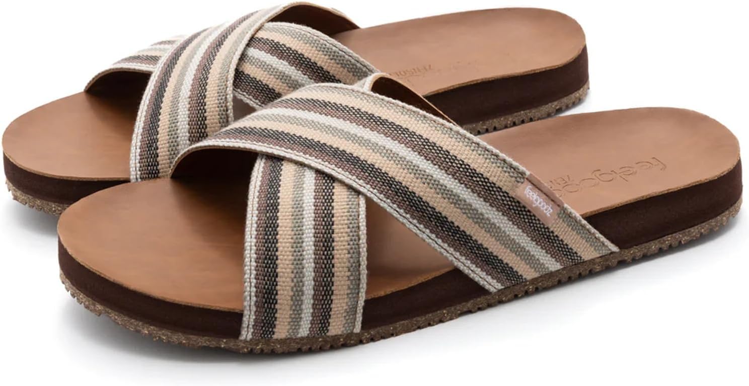 Feelgoodz Women’s Zensole Cascades Natural Rubber Strap Slide Sandals Feelgoodz Women’s Zensole Cascades Natural Rubber Strap Slide Sandals