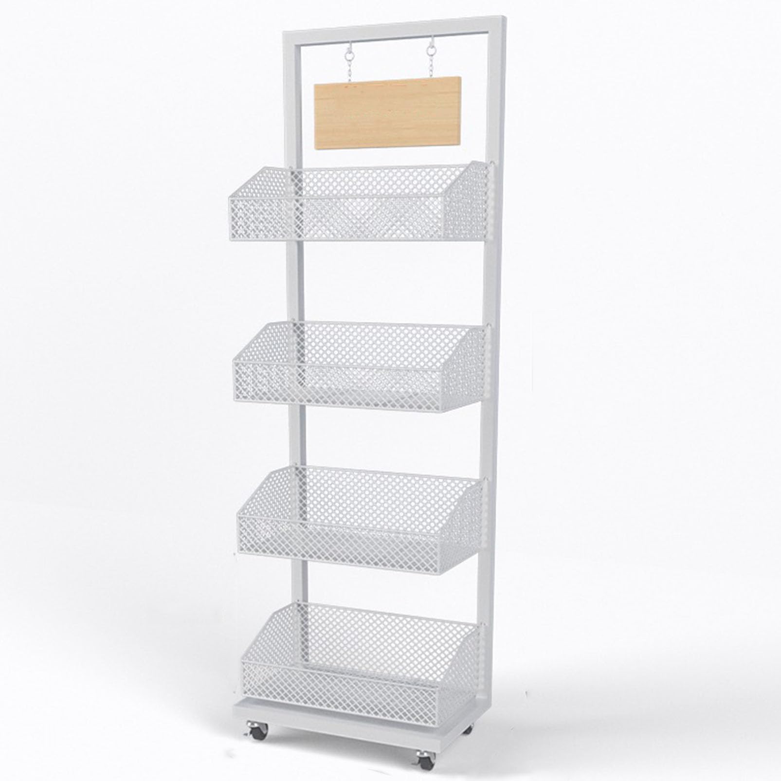 Generisch Snack-Display-Regal aus Metall mit Rollen, Verkaufswagen für Chips, Kiosk-Organizer für Obst und Süßigkeiten, ideal für Supermärkte und Private Küchen