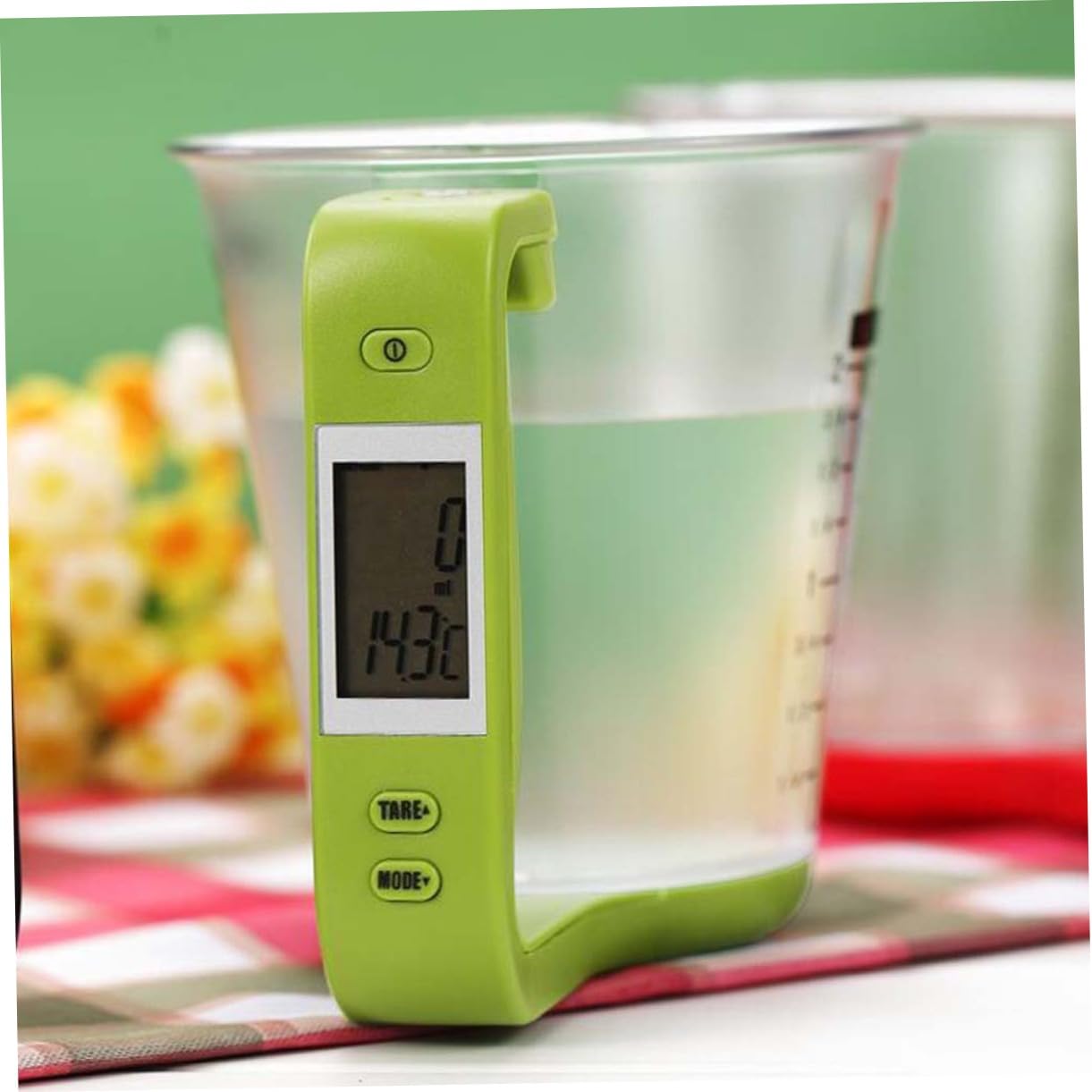 PRETYZOOM 1000g Taza De Medición Digital Multifuncional Pantalla Lcd Capacidad De Vaso Electrónico Para Cocina Color Verde