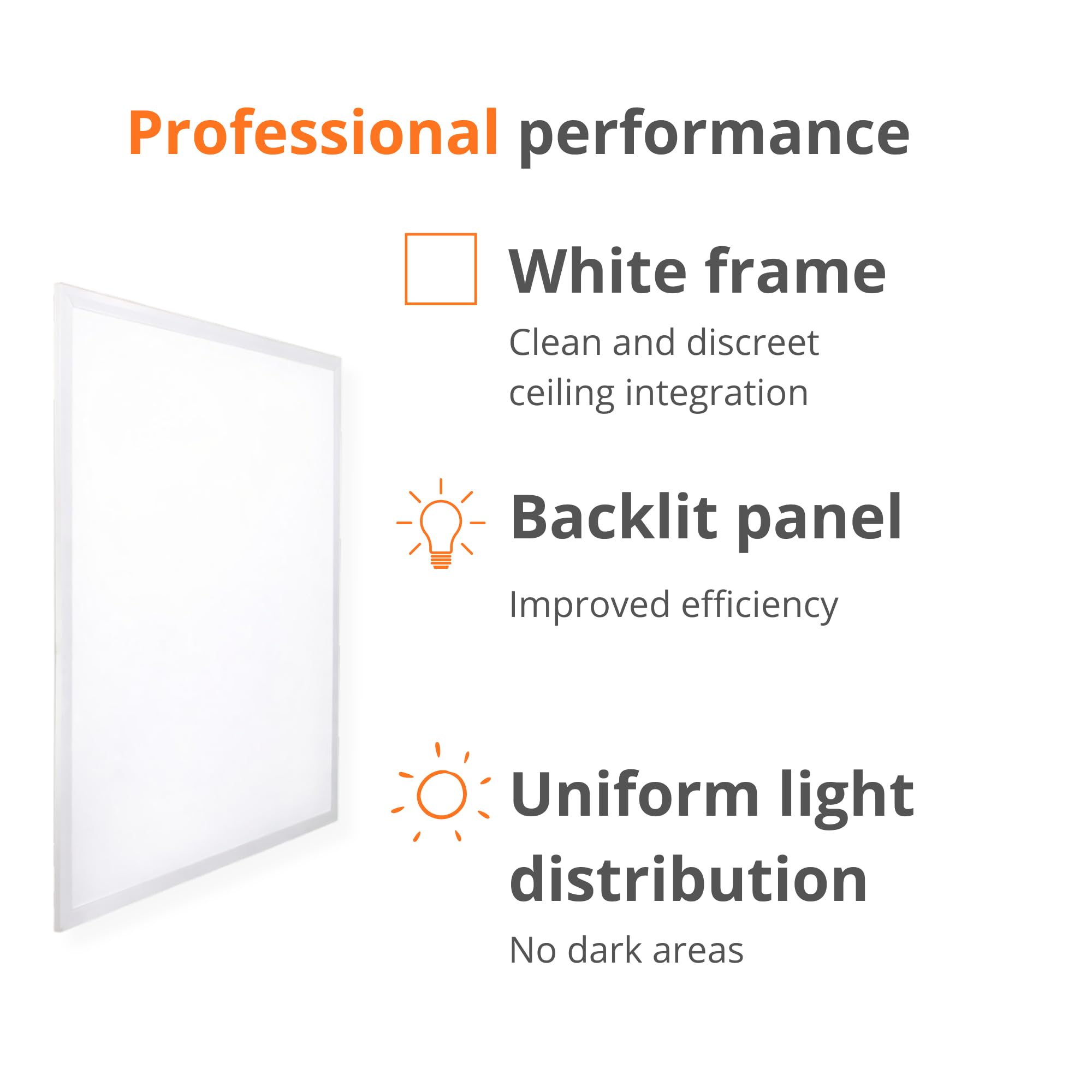 JANDEI – Pack x4 Panneau LED Rétroéclairé, dimensions 60x60cm, Puissance 48W, Couleur Blanc Froid 6000K, 3900 lumens, Cadre Blanc, Pour Encastrement dans Faux Plafond type Armstrong, Driver inclus