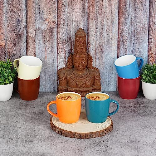 Image of Dandy Lines New Ray Multi, Ceramic Coffee Mug Set, Pack of 6, Microwave & Dishwasher Safe, Great for Home Use & Gifting