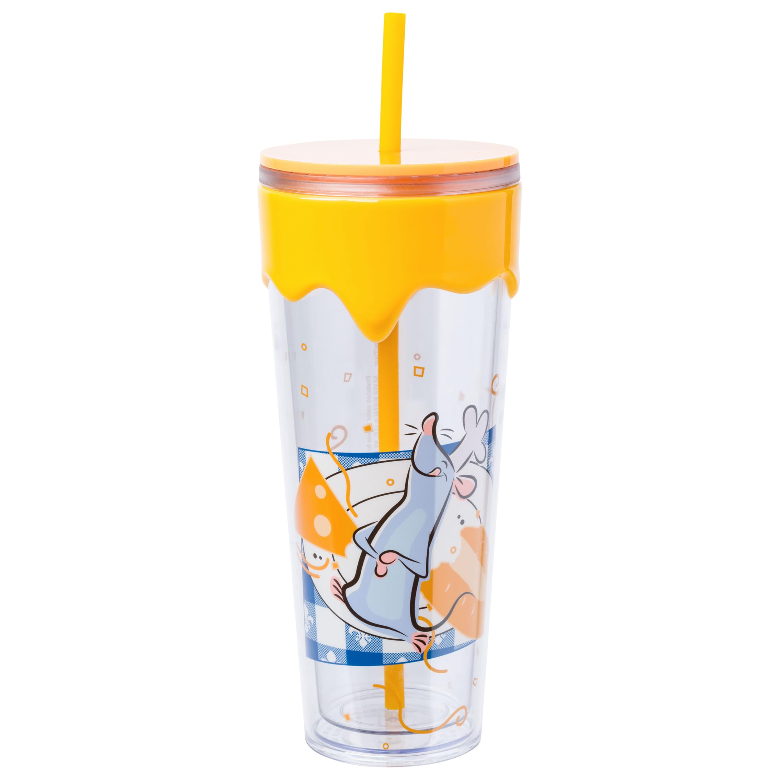 Silver Buffalo Ratatouille Remy Bread and Cheese 26oz Plastic Drip Tumbler with Lid and Straw