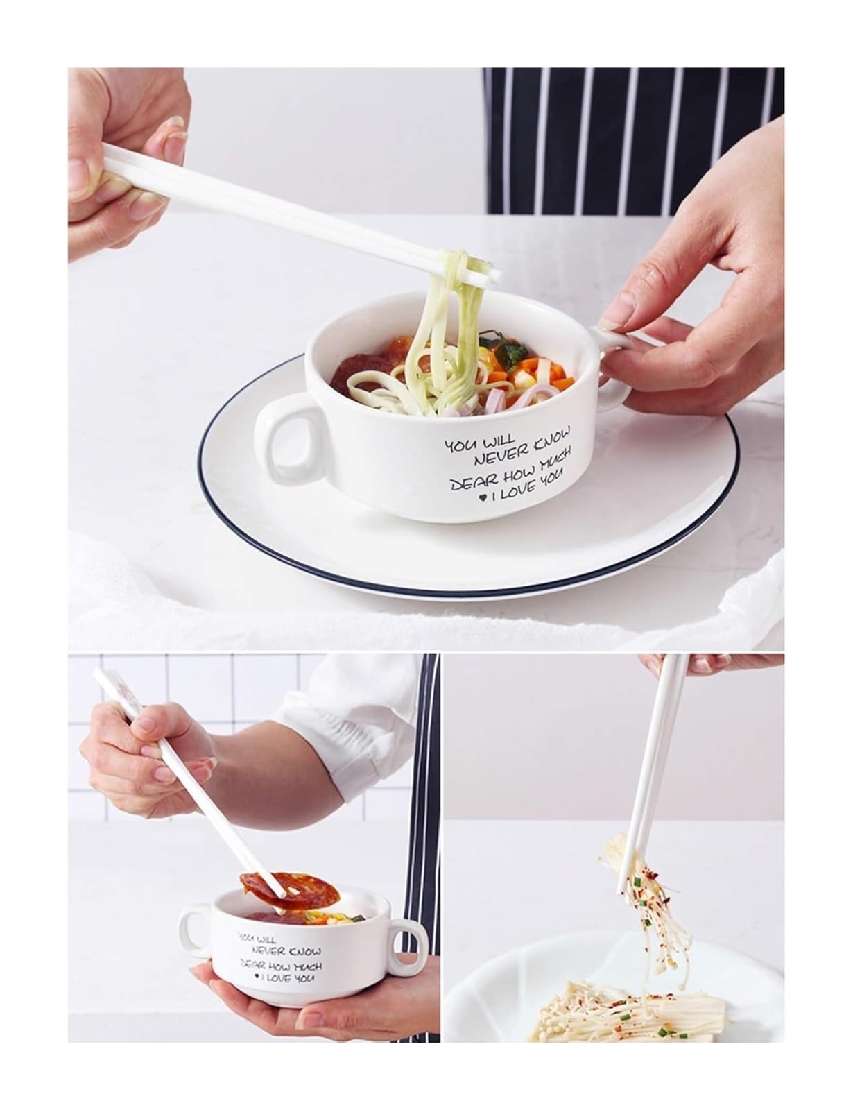 Jeu de baguettes, Baguettes en porcelaine réutilisables, for japonaise chinoise coréenne Sushi, résistantes à la moisissure, saines et faciles nettoyer, paquet cadeau de 5 paires A(E)