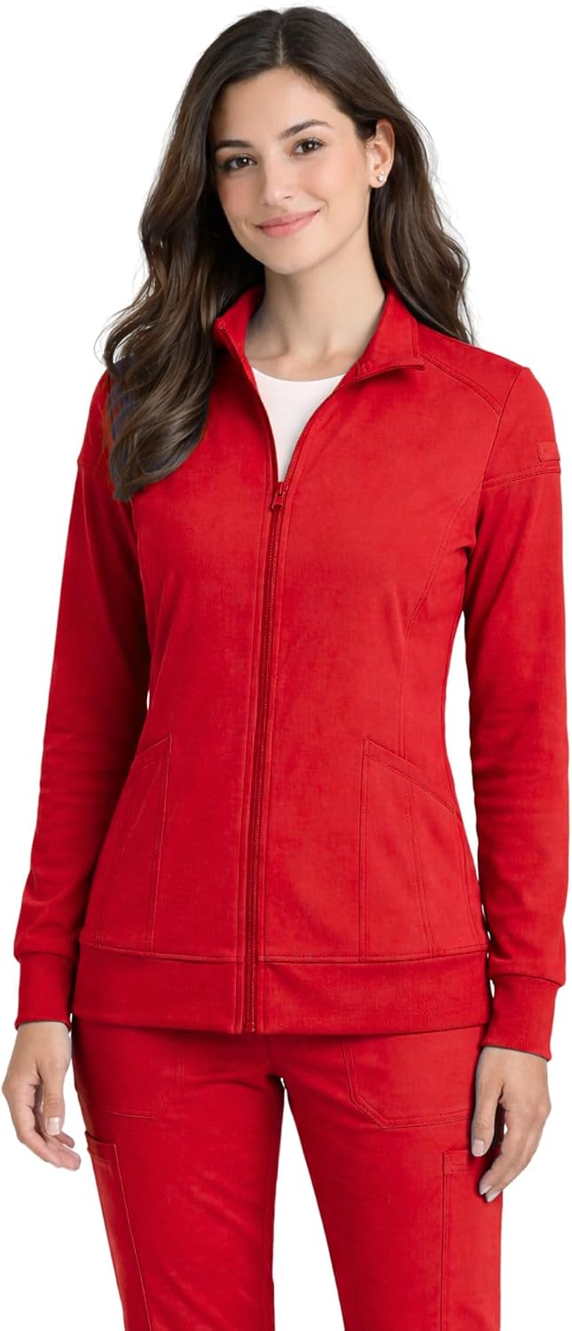 M&M SCRUBS Women’s Zip Front Scrub Jacket – 4-Way Stretch, Moisture Wicking Warm-Up Medical Jacket