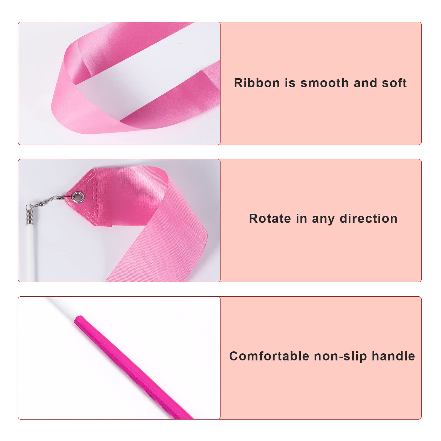 Rubans De Danse En Satin 2m Avec Baguette – 2 Pièces – Pour Gymnastique, Danse Artistique Et Entraînement Enfant