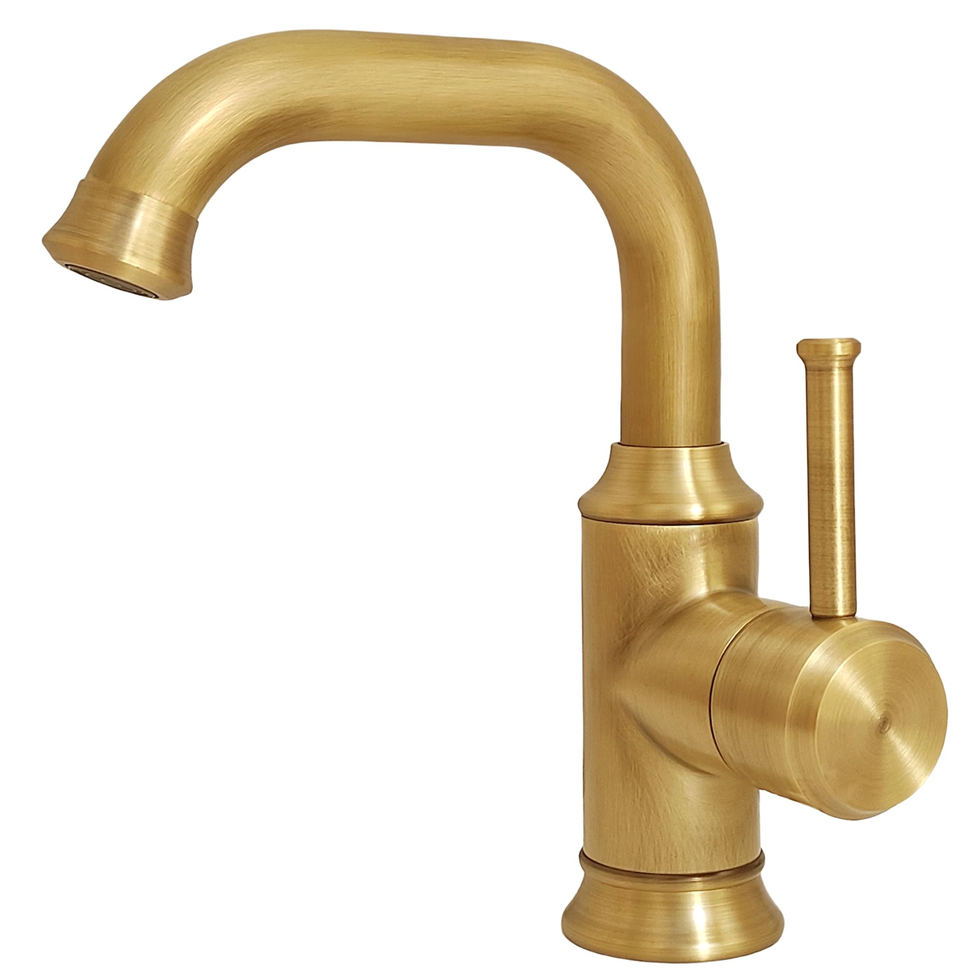 Wasserhahn Bad Antik Messing, Retro Waschtischarmatur | Vintage Einhebel Mischbatterie Waschbecken, 360° Schwenkbar, Kalt-und Warmwasser, Keramikkartusche, G3/8 für Badezimmer