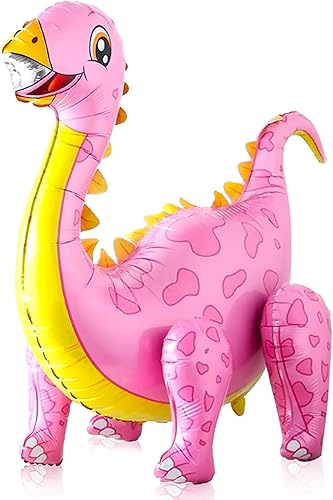 Miniatura 3 de KatchOn, Globos Pink Three Rex – Paquete de 3 | 3 globos de dinosaurio Rex, globos de dinosaurio rosa 3D autosuficientes | Globo de dinosaurio rosa