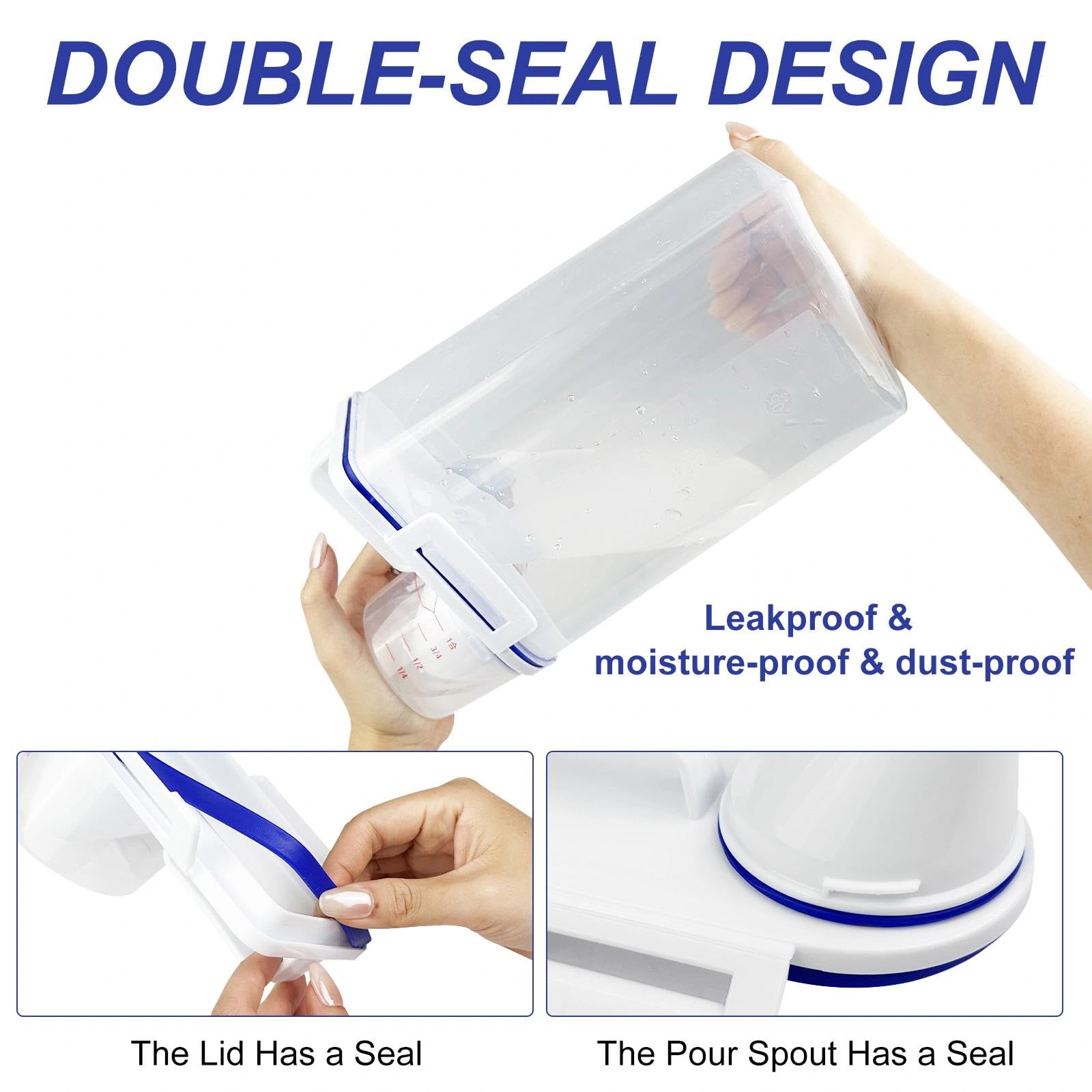 Chiluxendo Juego de 2 Contenedor Pienso Perros, Cubo para Alimentos con Vaso Medidor, Recipiente de Comida para Mascotas, Recipientes Almacenamiento Gatos, Botes Hermeticos Cocina, para Cereales, Arr