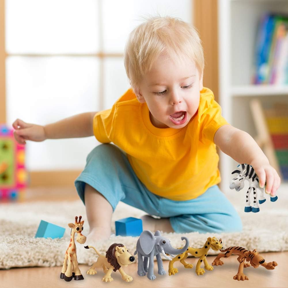 Mallexo Cute Jungle Animals Toy Playset of 6 PCS for Kids Attractive Cartoon Animal Figurine Toys for Girls and Boys Wildlife Safari Lion, Tiger & Elephant Animal Glossy Figure Item Best Birthday Gift - Image 7 thumbnail