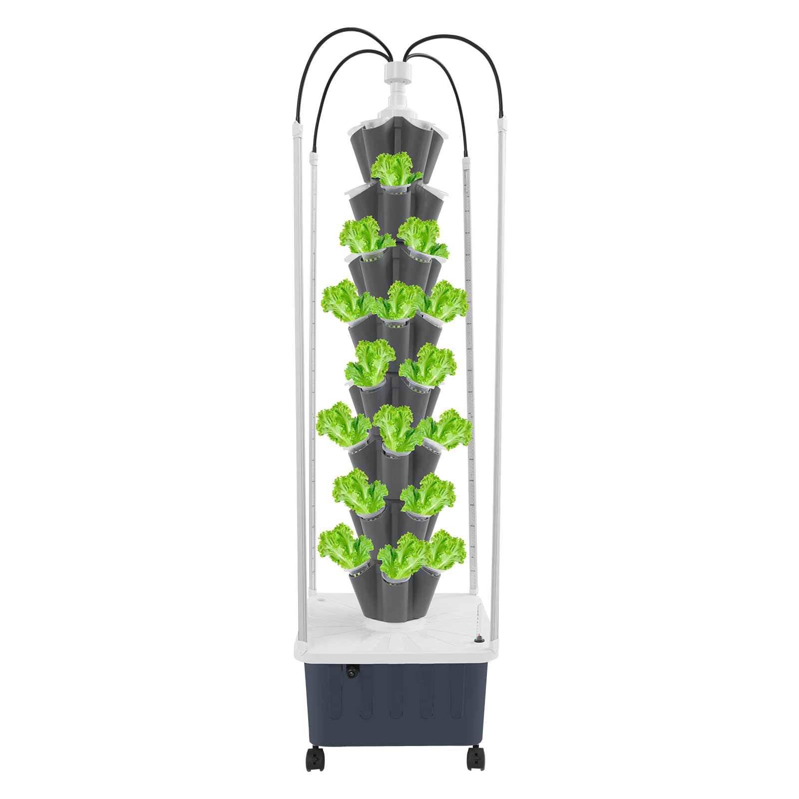 Tour de culture LED avec pot de fleurs à 8 niveaux pour jardin vertical d'intérieur pour 40 plantes Système hydroponique Kit de qualité alimentaire pour jardinage à domicile et agriculture urbaine