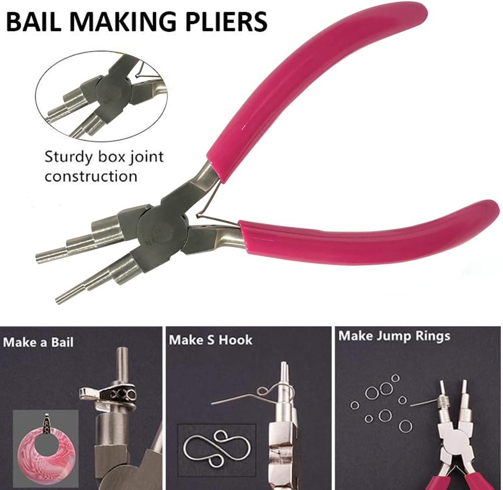 Nawabtek 6 in 1 Bail Making Plier, Tool for Making Jump and Ear Rings and for Bending and Looping Wires, Jewelry making Supplies.
