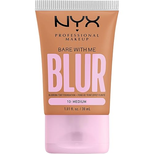 NYX PROFESSIONAL MAKEUP Bare With Me Blur Skin Tint Foundation Make Up with Matcha, Glycerin & Niacinamide - Medium