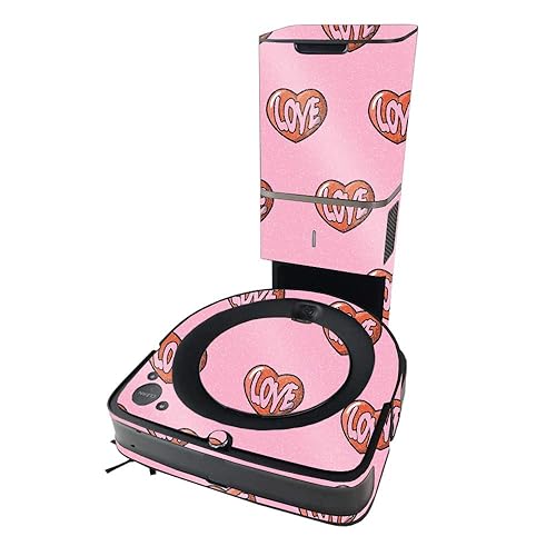 MightySkins - Piel brillante con purpurina compatible con iRobot Roomba s9+ Vacuum - Retro Love  Acabado protector de purpurina de alto brillo