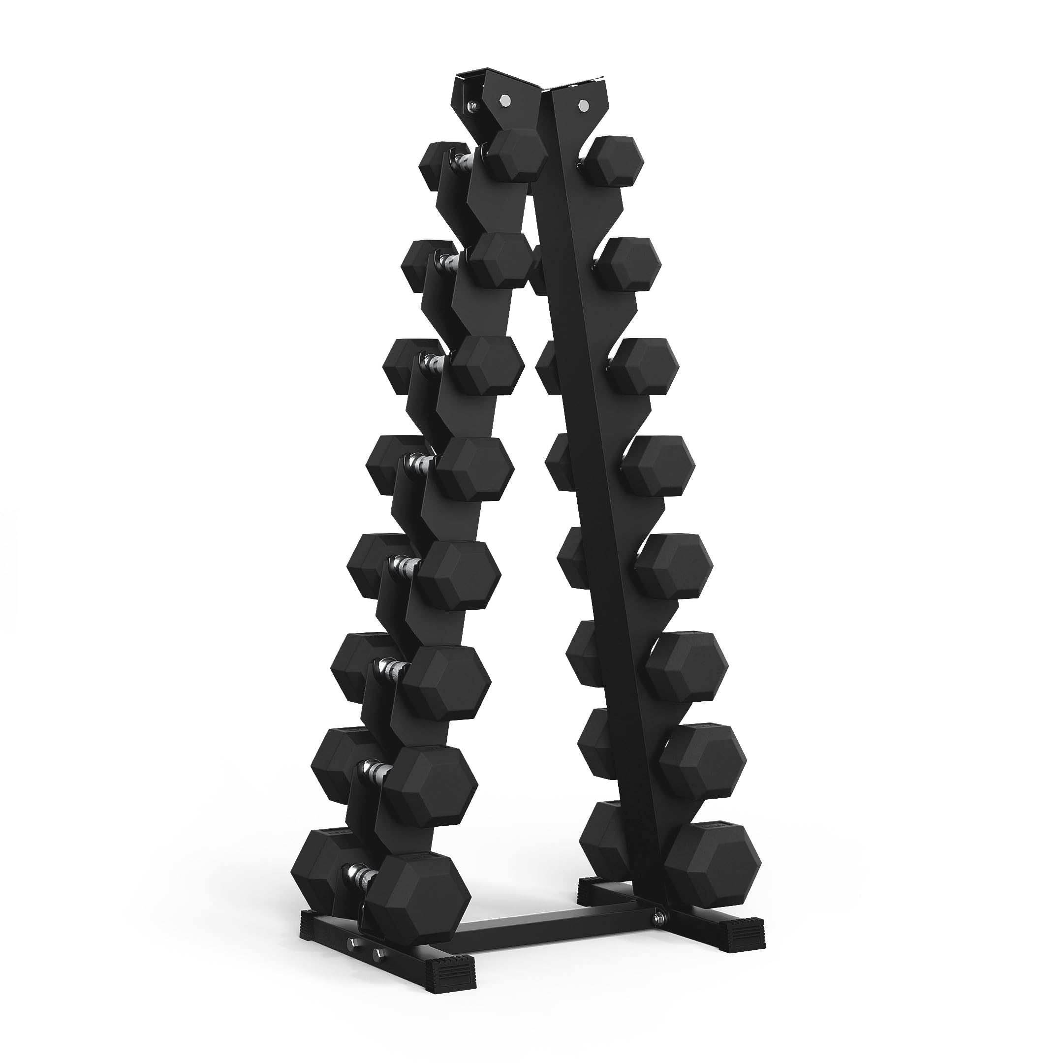 Rubber Hex Dumbbell Set with Rack 8 10 12 15 20 Pair 450 550 780 1200 1550 2100