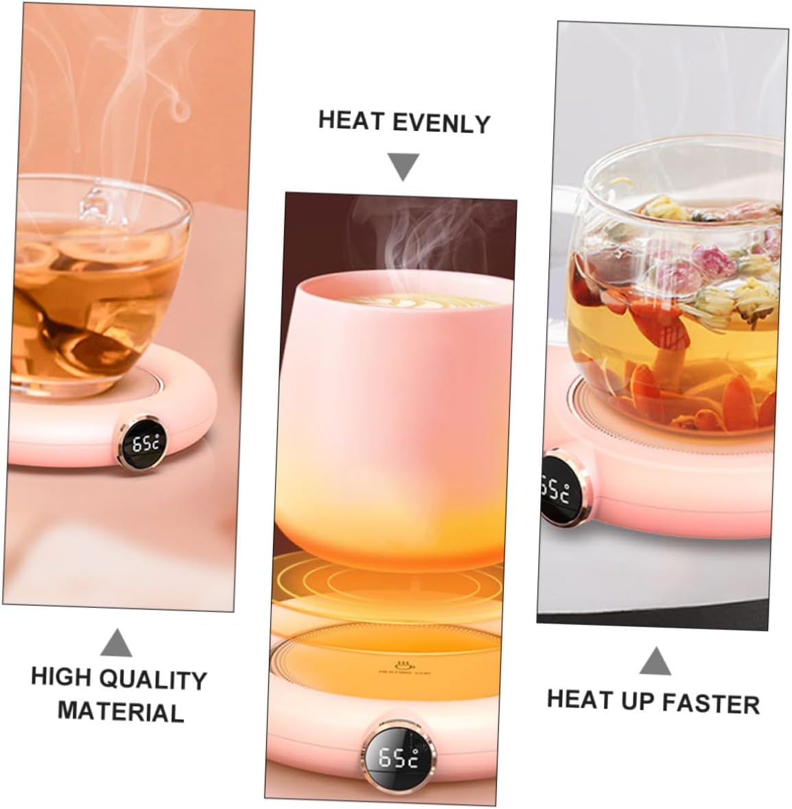 USB Coffee Mug Warmer with Digital Display Temperature Control Heated Cup Pad for Desk and Home Use Compact Pink Insulation Mat for Hot Drinks and Milk