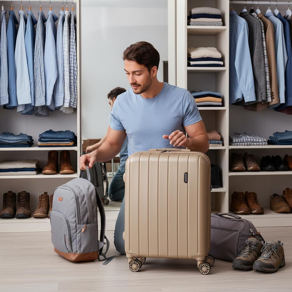 Unisex-Adult's Expandable Set of 2 suitcases, Champagne, 70 Centimeters
