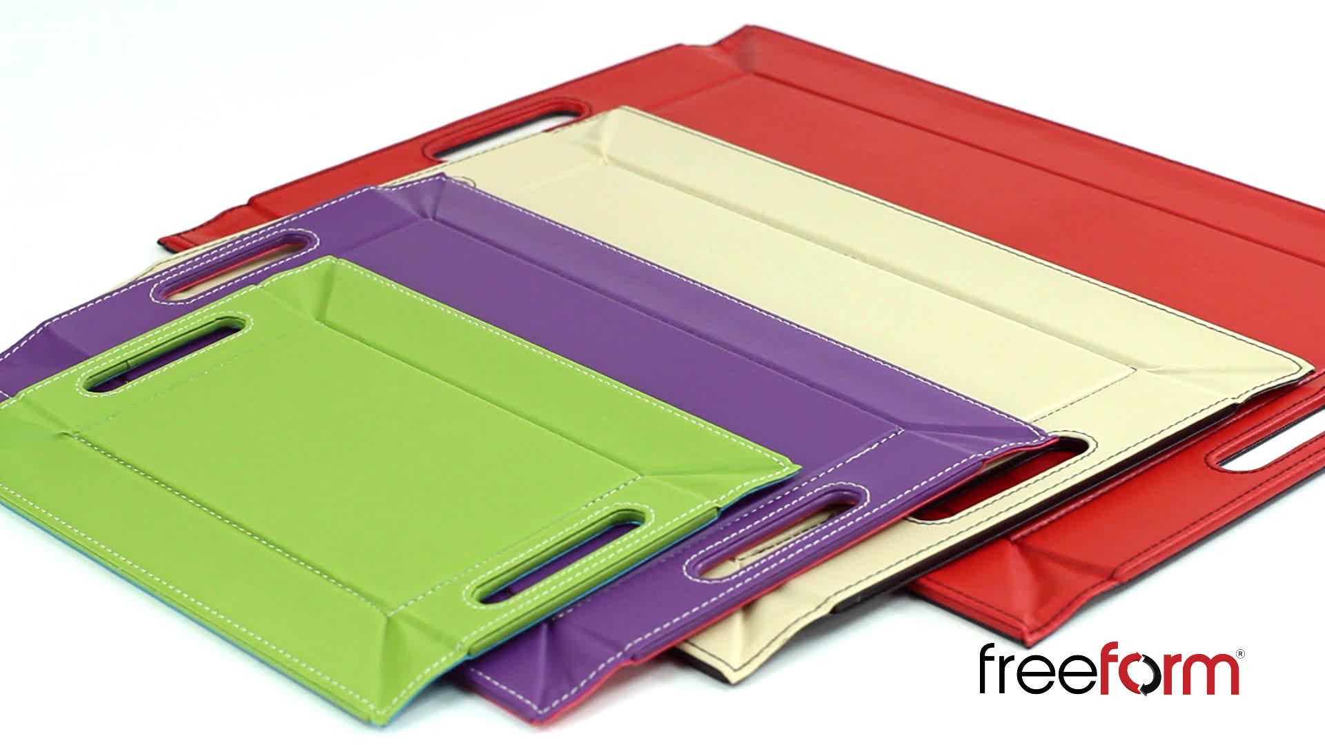 Freeform Plateau Réversible Simili Cuir Prune/Gris Pierre 45x35 Cm – Set De Table & Plateau 2-en-1