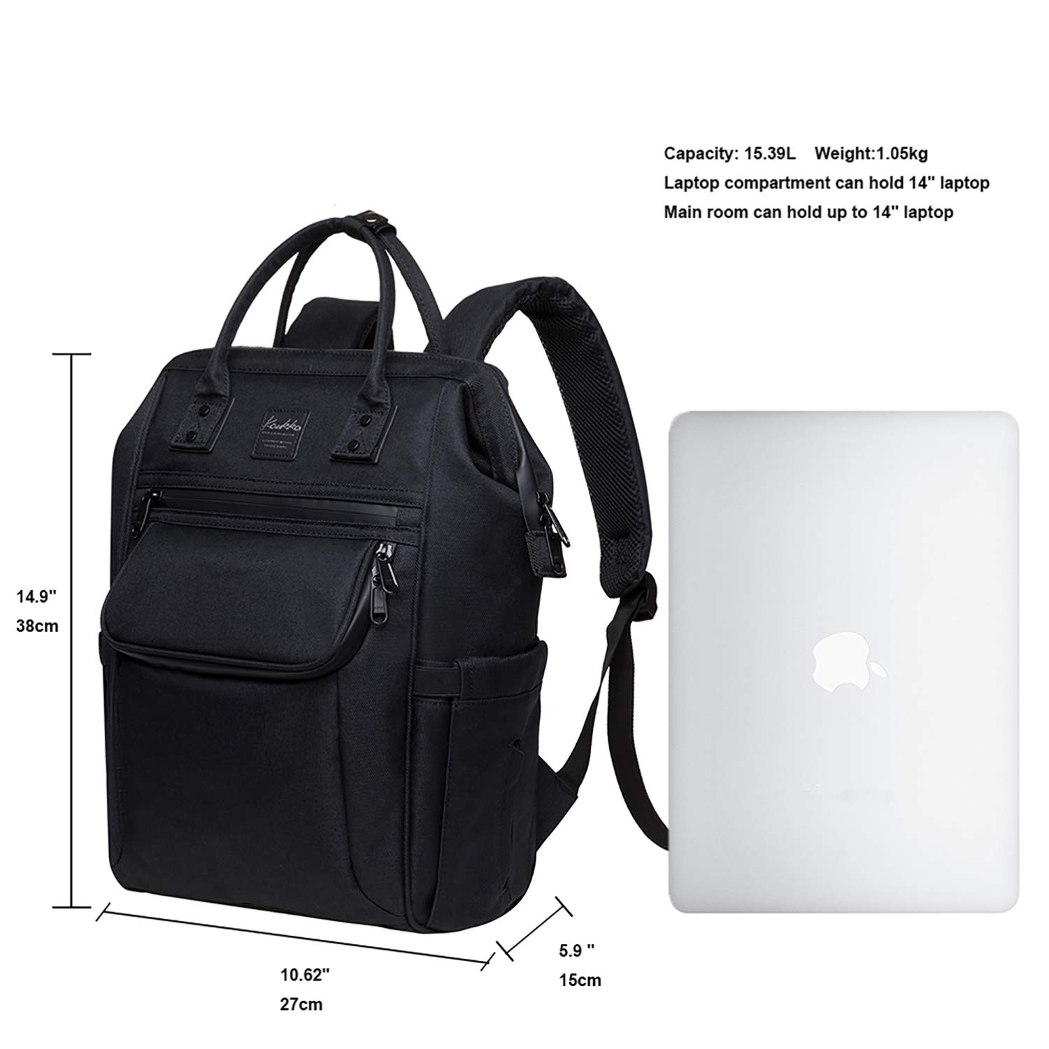 KAUKKO Bolsa de pañales para bebé con gancho de cochecito multifunción de nailon de gran capacidad, mochila de viaje para viajes con muchos compartimentos