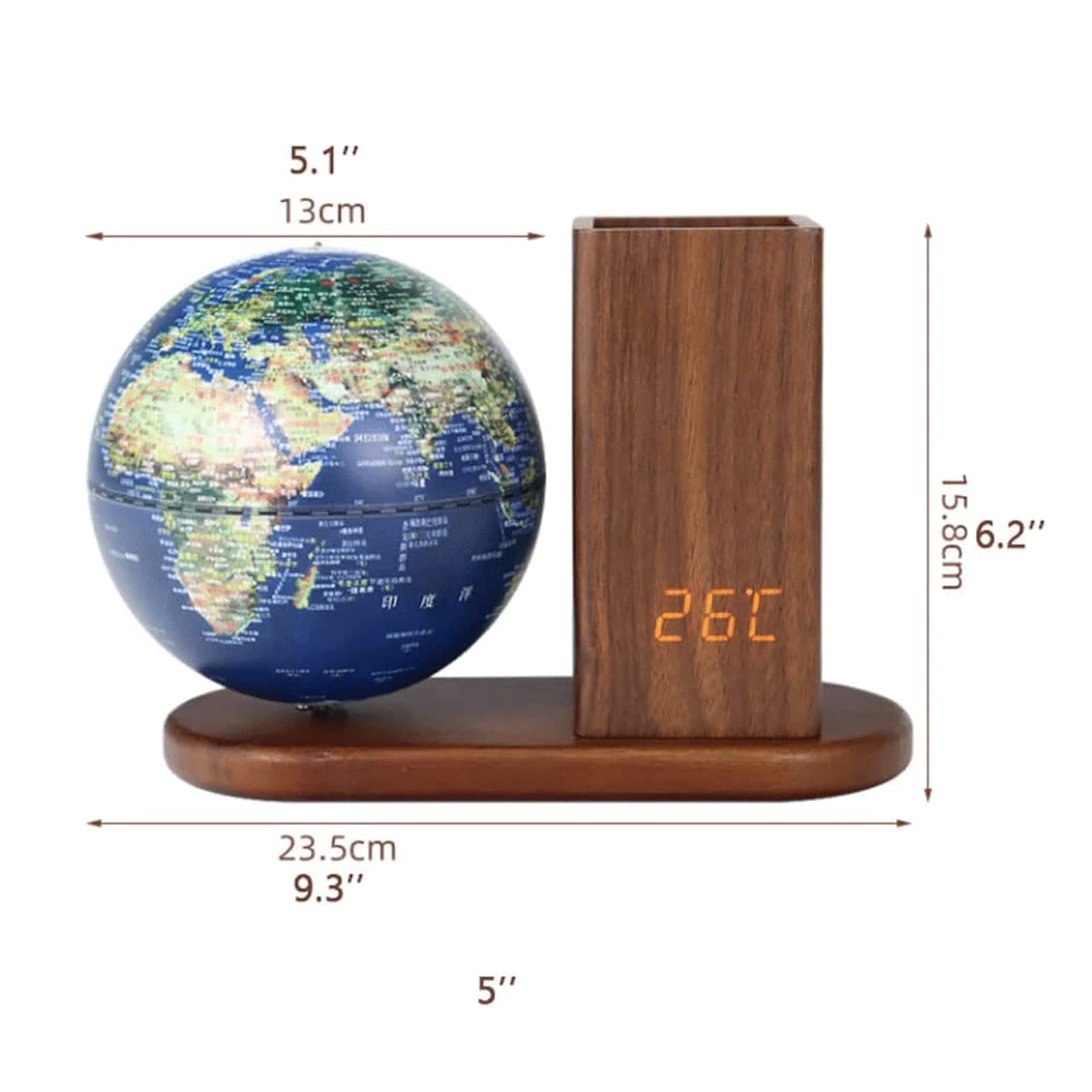 LIOONS Mappamondi Mappamondo Illuminato Mappamondo Globo Illuminato Ricaricabile con Orologio Digitale Globi Geografici Globi Touch Switch Fine e Chiaro