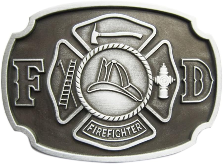 JEANSFRIENDFire Hero Firefighter FD Belt Buckle Belt Buckle, Beige, Grande