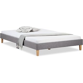 homestyle4u 1925 upholstered bed 140 x 200 cm with slatted base gray