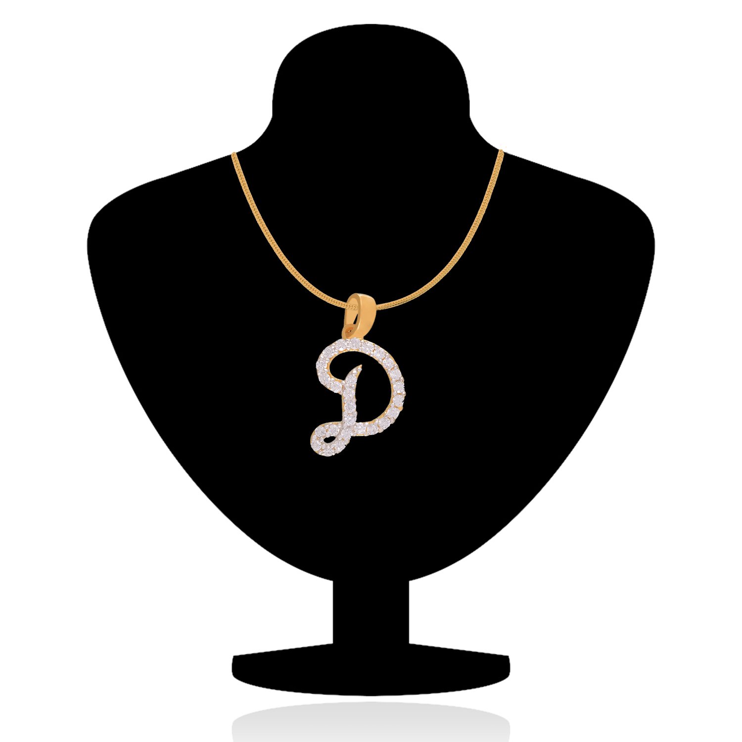 Plated Elite E Initial Pendant with CZ Stones