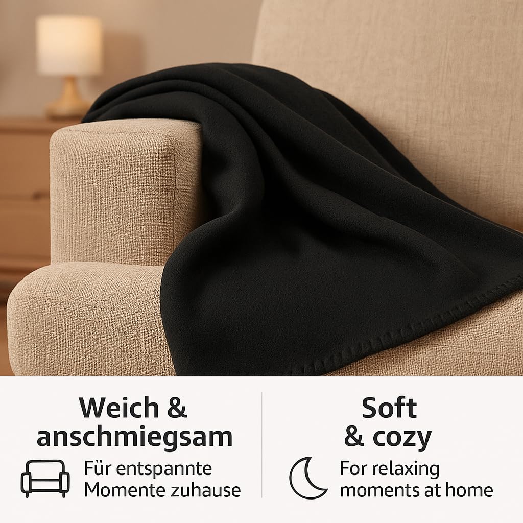Betz Set di 3 coperte in pile misure 130 x 170 cm con anti pilling Colore antracite