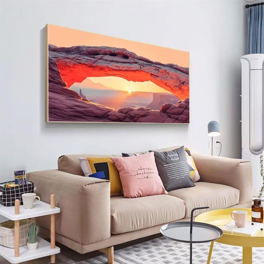 2 Pezzi Tramonto Pittura Diamante, 5D Diamond Painting roccia, 40x90cm Diamond Painting Grandi Dimensioni, Strass Ricamo a Punto Croce Kit Diamond Painting per Decorazioni Natalizie Casa e Regalo C-9