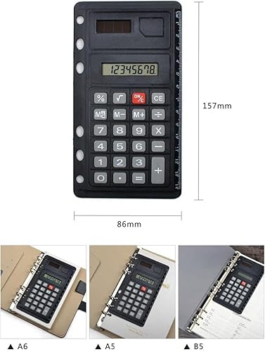 Miniatura 4 de Chris-Wang Regla de calculadora de energía solar portátil de bolsillo de 6 agujeros para planificador universal A5/A6/B5