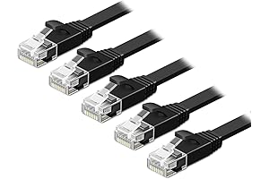 TNP Cat 6 Ethernet Cable 10 ft 5 Pack - Premium Flat Internet Cord