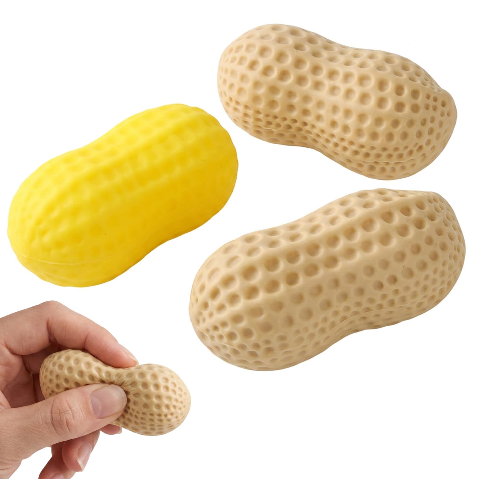 3 PCS Peanut Squishy, Squishy Peanut Set, Soft Stretchy Material Desk Decor For Office And Home, Compact Desktop Accessory For Daily Adult Use