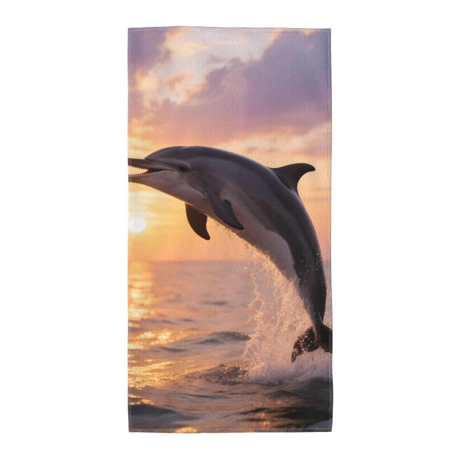 FekiLoot Absorbent Hand Towels 13.8"X27.5" Decorative Bathroom Towel Soft Microfiber Face Towel Dolphin Sunset Dish Kitchen Towels for Bathroom Kitchen Hotel Spa Bath Towels