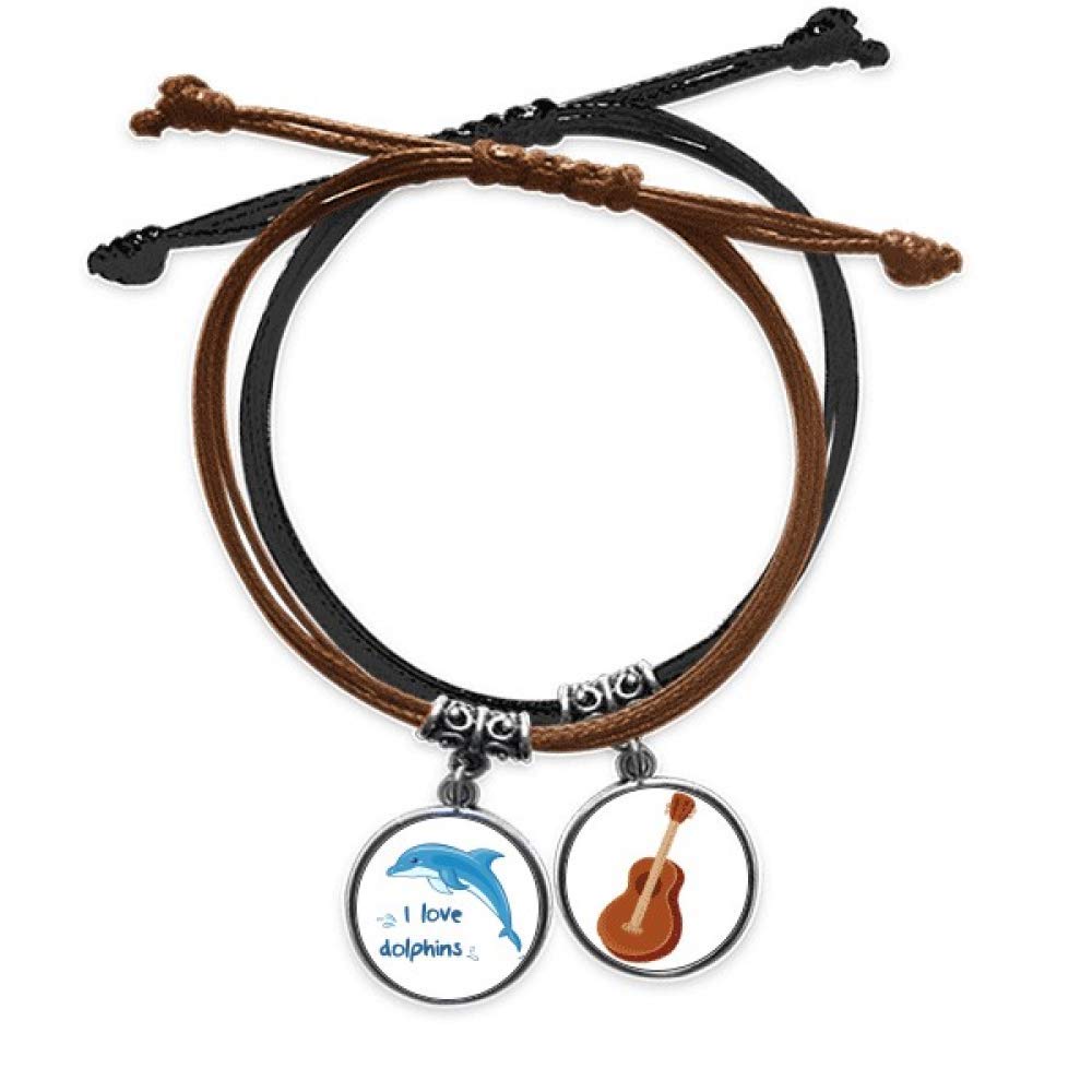 Pulsera cuerda mano delfines cadena cuero guitarra ajustable 3