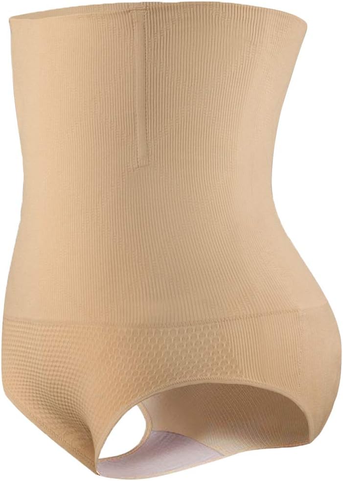 LANFEI Women Tummy Control Panties Belly Shaping Shorts Waist Trainer Briefs Faja Thong No Pads Beige