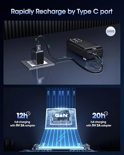 Miniatura 7 de Cargador portátil de 60000 mAh, batería externa de carga rápida de 22.5 W, pantalla LED, cargador de teléfono celular portátil USB C para iPhone